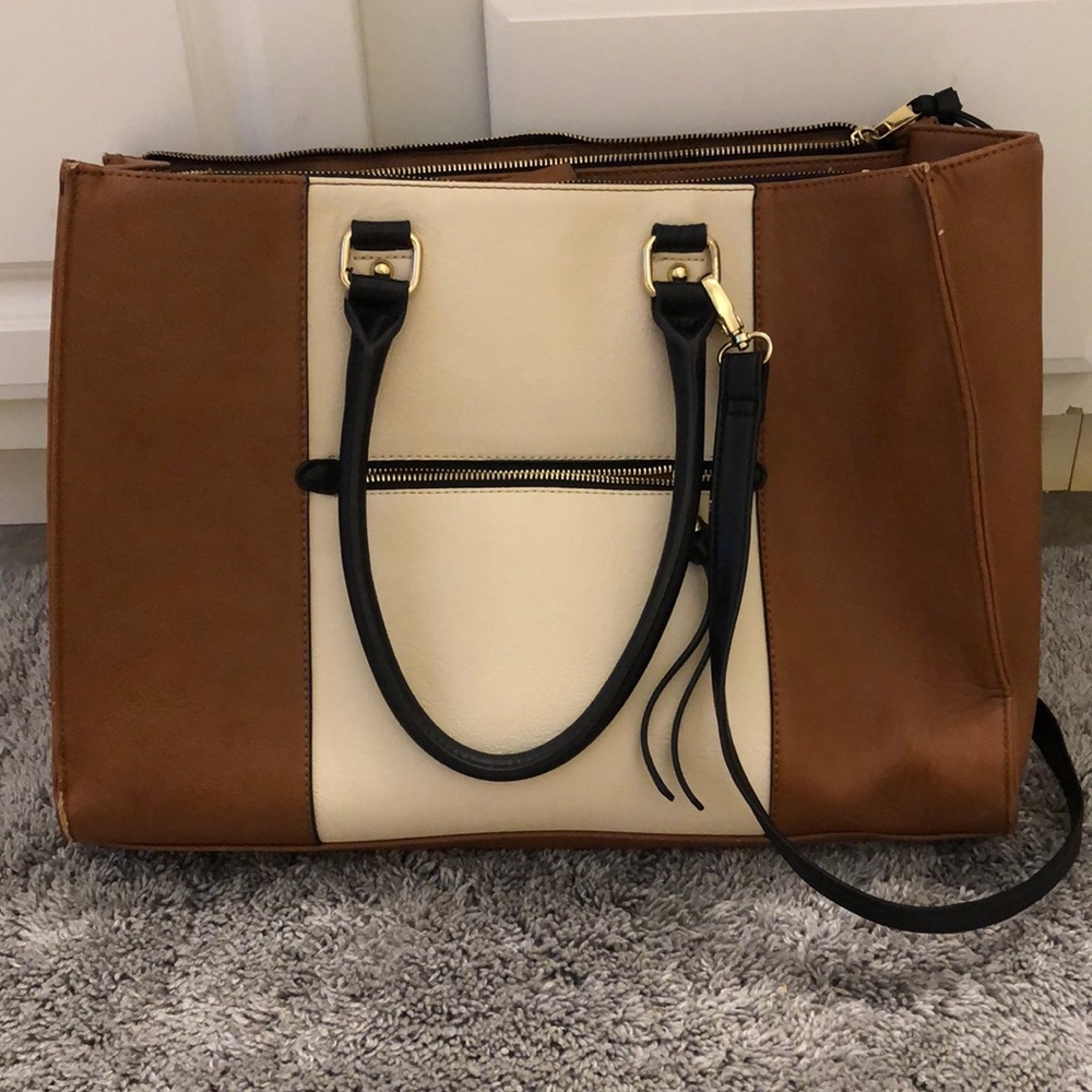 Merona brown/cream large tote